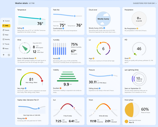 MSN weather detail page