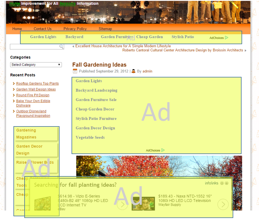 Image of an example of a problematic page